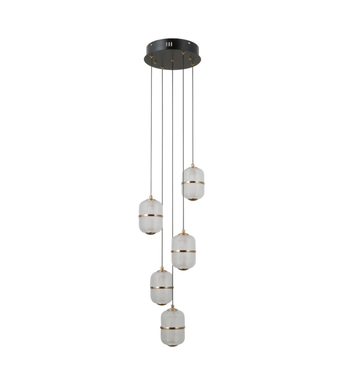 Alani Cluster Pendant Ceiling Light Matt Black Gold 3000K Warm White 5xLED-1