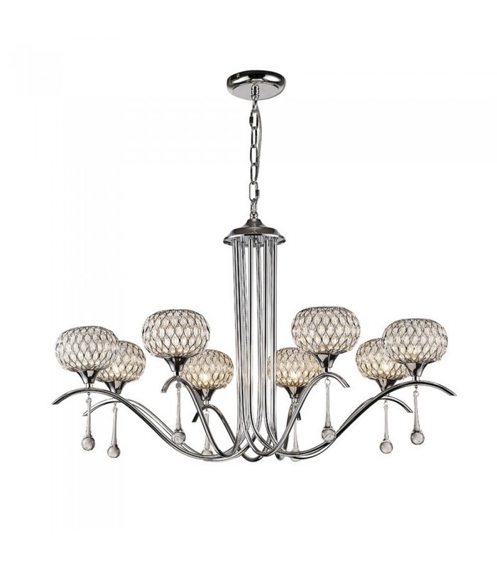 Ceiling Pendant 8 Light Polished Chrome, Clear Glass - 1
