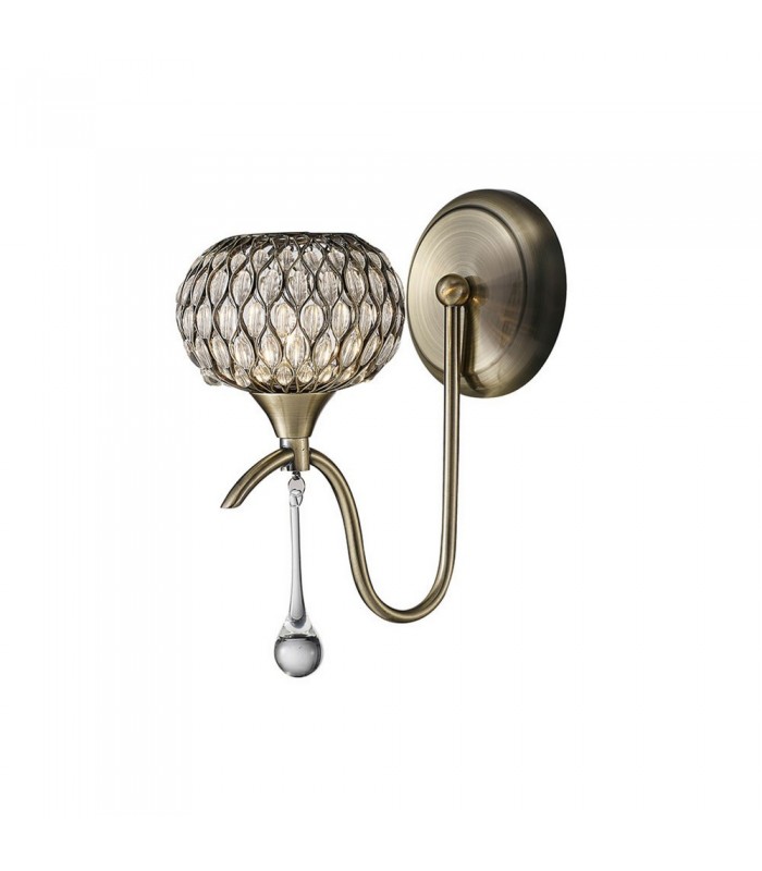 Wall Lamp 1 Light Antique Brass, Clear Glass - 1
