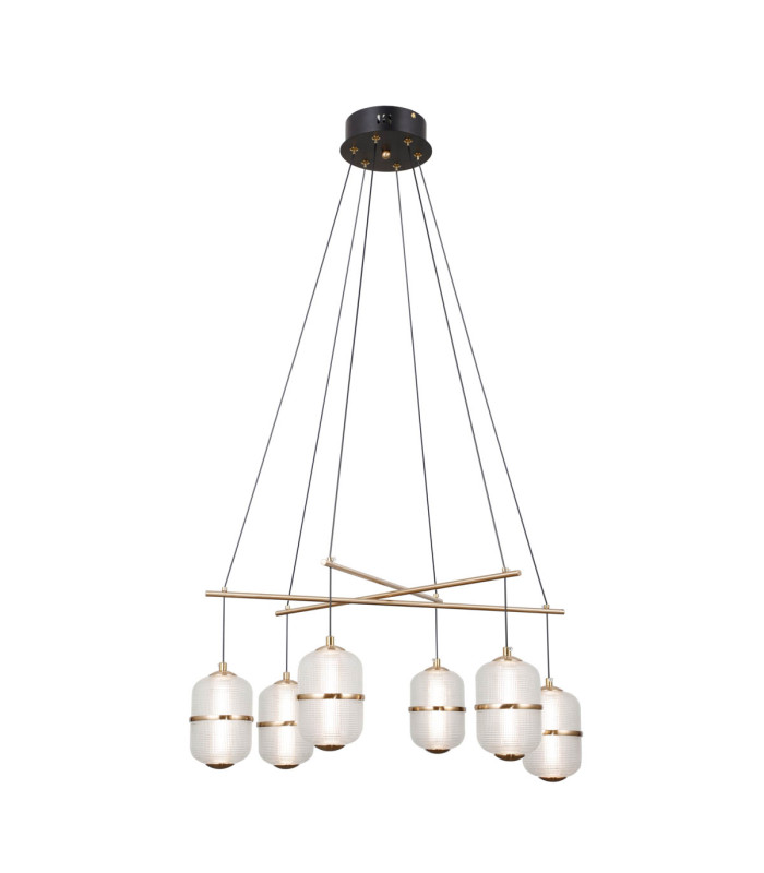 Alani Multi Arm Pendant Ceiling Light Matt Black Gold 3000K Warm White 6xLED-1