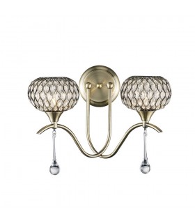 Wall Lamp 2 Light Antique Brass, Clear Glass - 1