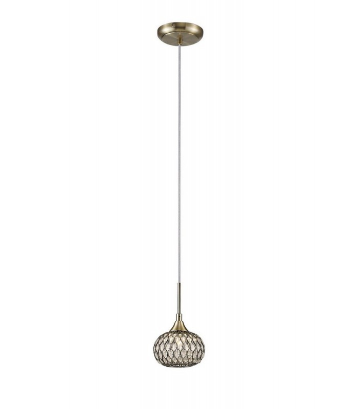 Small Ceiling Pendant 1 Light Antique Brass, Clear Glass - 1