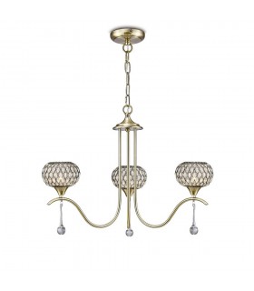 Ceiling Pendant 3 Light Antique Brass, Clear Glass - 1