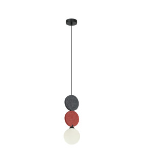 Andrea 37cm Slim Pendant Ceiling Light Black Grey Red-1