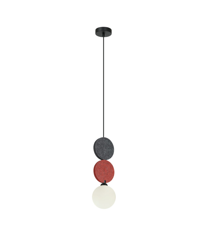 Andrea 37cm Slim Pendant Ceiling Light Black Grey Red-1