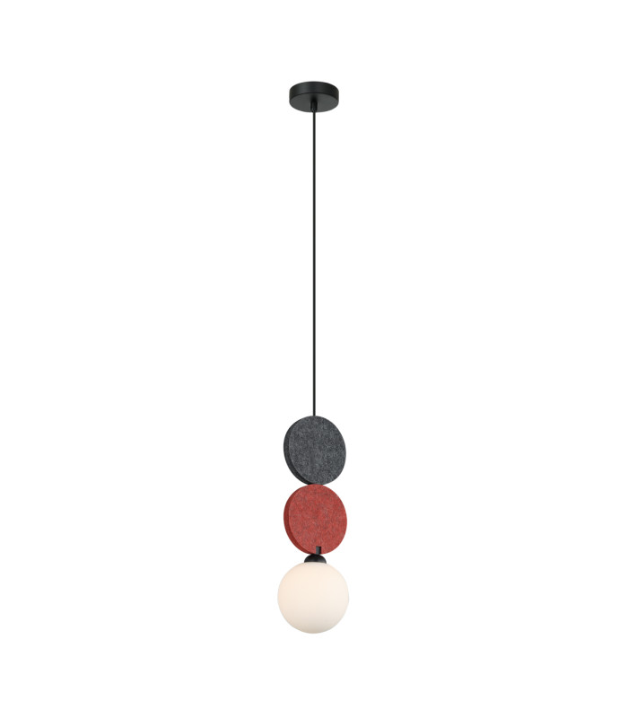 Andrea 37cm Slim Pendant Ceiling Light Black Grey Red-2