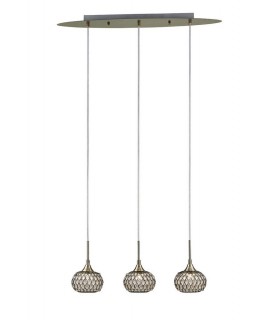 Ceiling Pendant 3 Light Line Antique Brass, Clear Glass - 1
