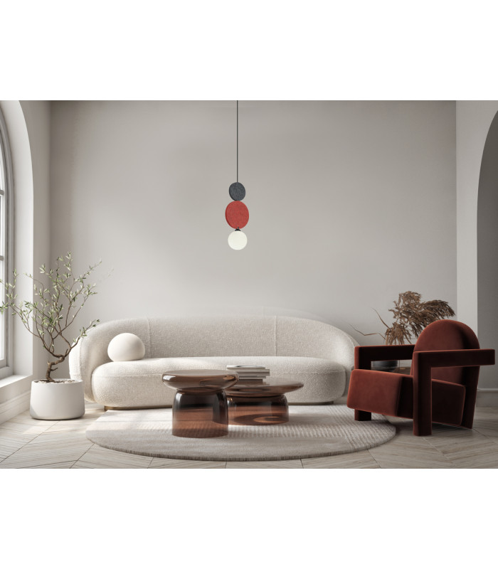 Andrea 43cm Slim Pendant Ceiling Light Black Grey Red-5