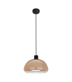 Apiro Dome Pendant Ceiling Light Black with Amber Shades-1