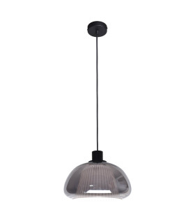 Apiro Dome Pendant Ceiling Light Black with Smoked Shades-1