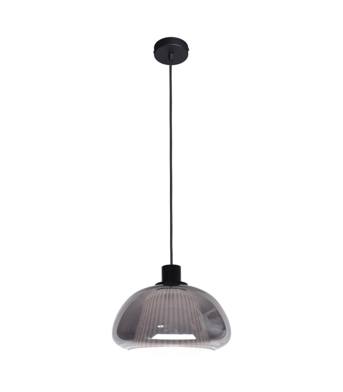 Apiro Dome Pendant Ceiling Light Black with Smoked Shades-1