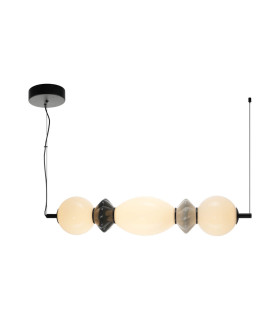 Balos Bar Pendant Ceiling Light Matt Black with Opal Grey Ceramic Shades 3000K Warm White-1