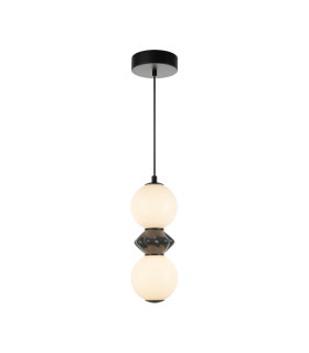 Balos III Slim Pendant Ceiling Light Matt Black with Opal Grey Ceramic Shades 3000K Warm White-1
