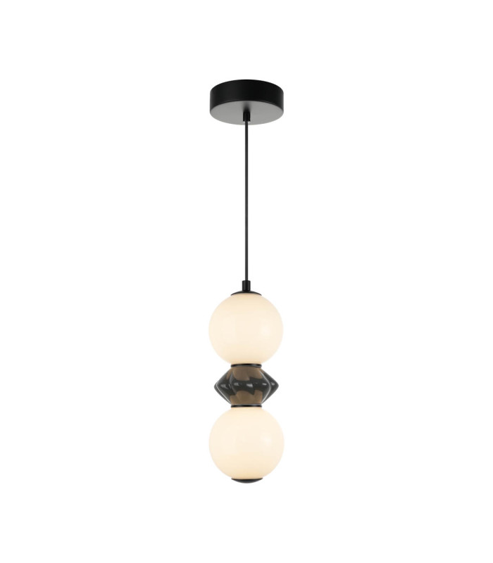 Balos III Slim Pendant Ceiling Light Matt Black with Opal Grey Ceramic Shades 3000K Warm White-1