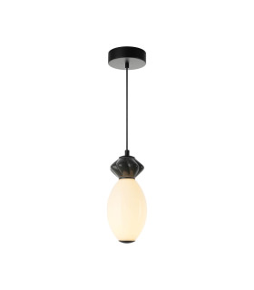 Balos II Slim Pendant Ceiling Light Matt Black with Opal Grey Ceramic Shades 3000K Warm White-1