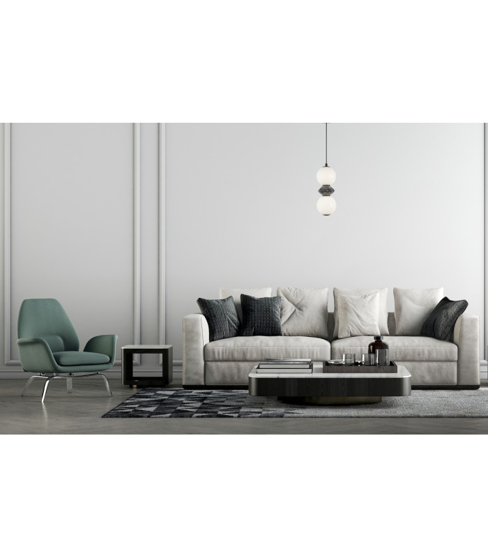 Balos III Slim Pendant Ceiling Light Matt Black with Opal Grey Ceramic Shades 3000K Warm White-5