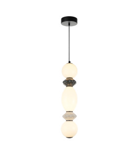 Balos IV Slim Pendant Ceiling Light Matt Black with Opal Grey Ceramic Shades 3000K Warm White-1