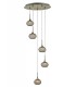 Ceiling Cluster Pendant 5 Light Round Antique Brass, Clear Glass - 1