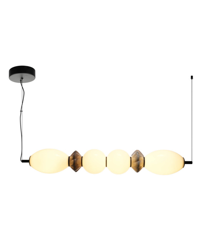 Balos Bar Pendant Ceiling Light Matt Black with Opal Brown Ceramic Shades 3000K Warm White-1