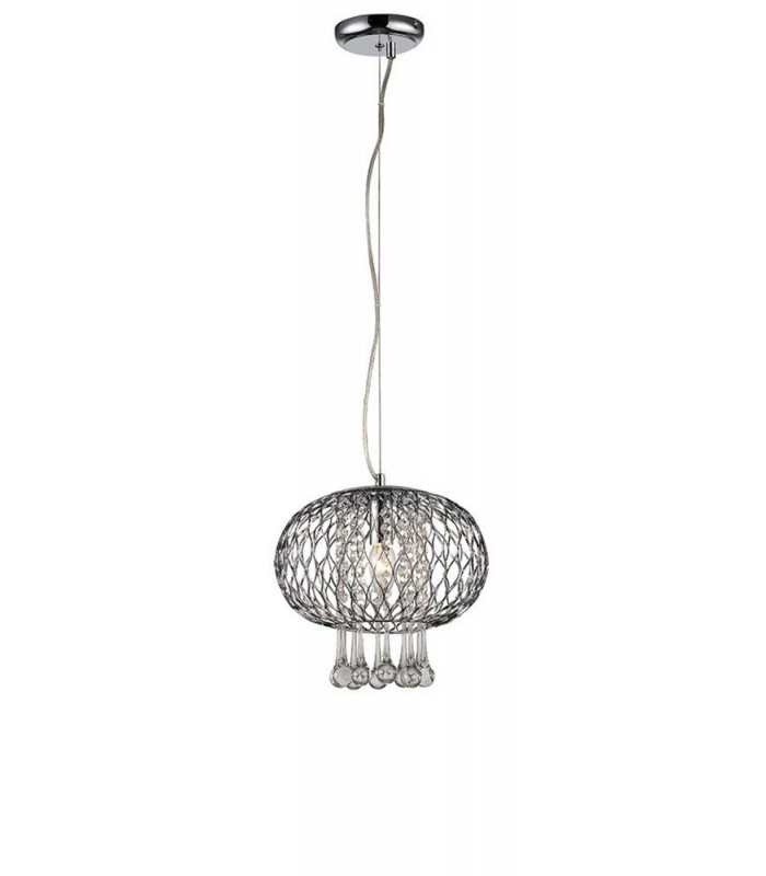 Medium Ceiling Pendant 1 Light Polished Chrome, Clear Glass - 1
