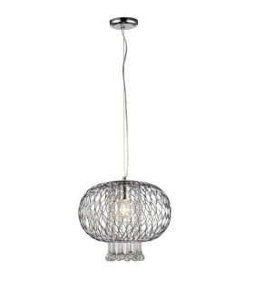Large Ceiling Pendant 1 Light Polished Chrome, Clear Glass - 1