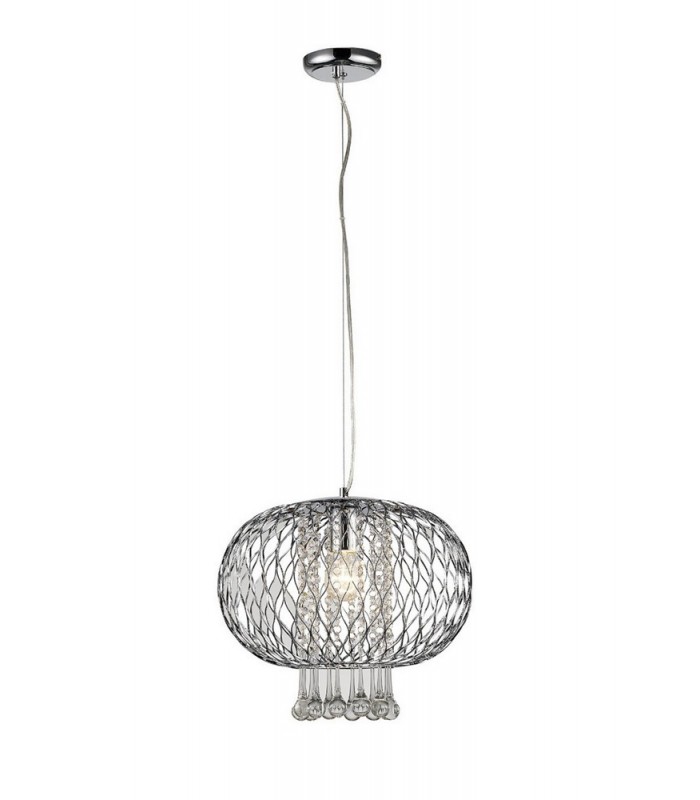 Large Ceiling Pendant 1 Light Polished Chrome, Clear Glass - 1