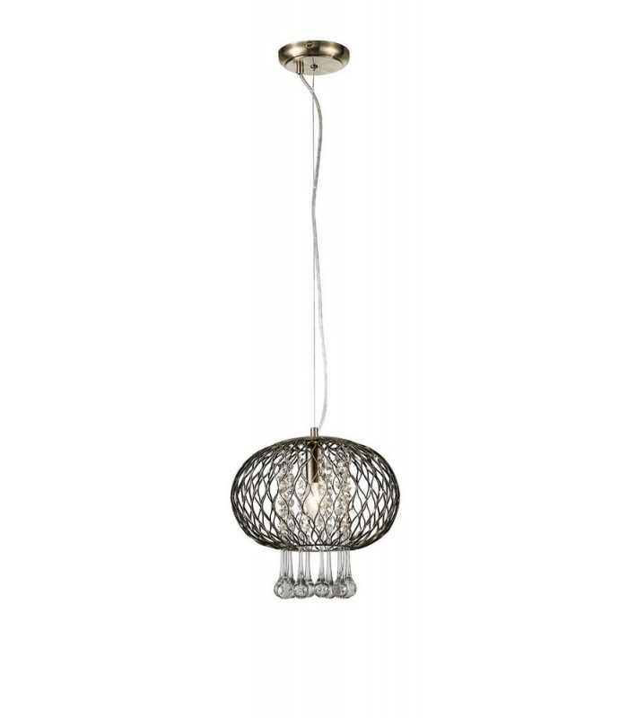 Medium Ceiling Pendant 1 Light Antique Brass, Clear Glass - 1