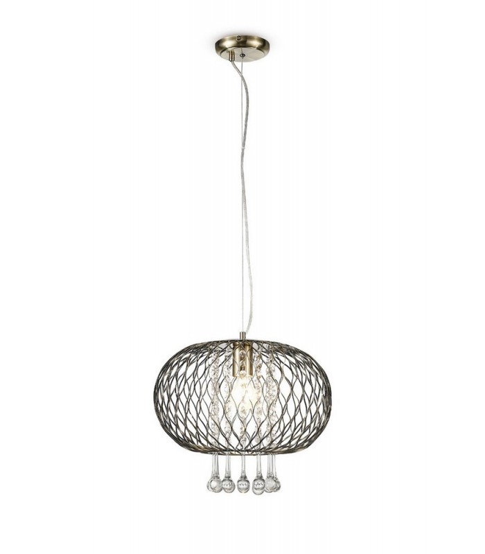 Large Ceiling Pendant 1 Light Antique Brass, Clear Glass - 1