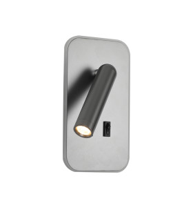 Doria Reading Wall Light Grey 3000K Warm White 2xLED-2