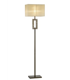 Rectangle Floor Lamp with Cream Shade 1 Light Antique Brass, Crystal - 1