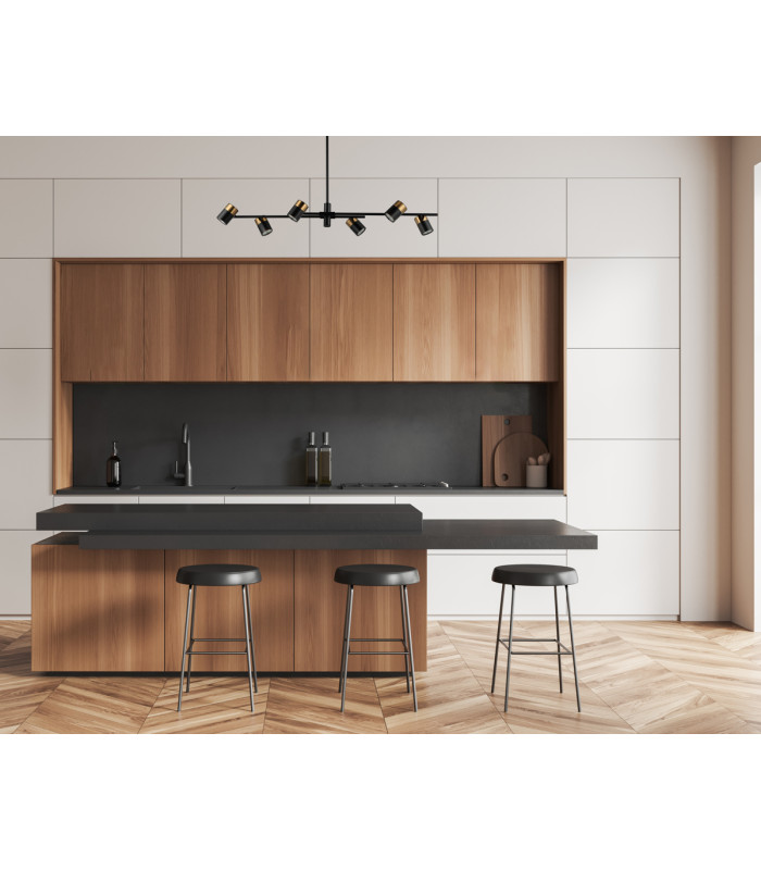 Elice Bar Pendant Ceiling Light Black Brass 6xGU10-5
