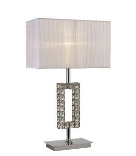 Rectangle Table Lamp with White Shade 1 Light Polished Chrome, Crystal - 1