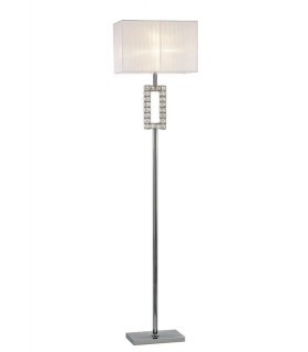 Renctangle Floor Lamp with White Shade 1 Light Polished Chrome, Crystal - 1