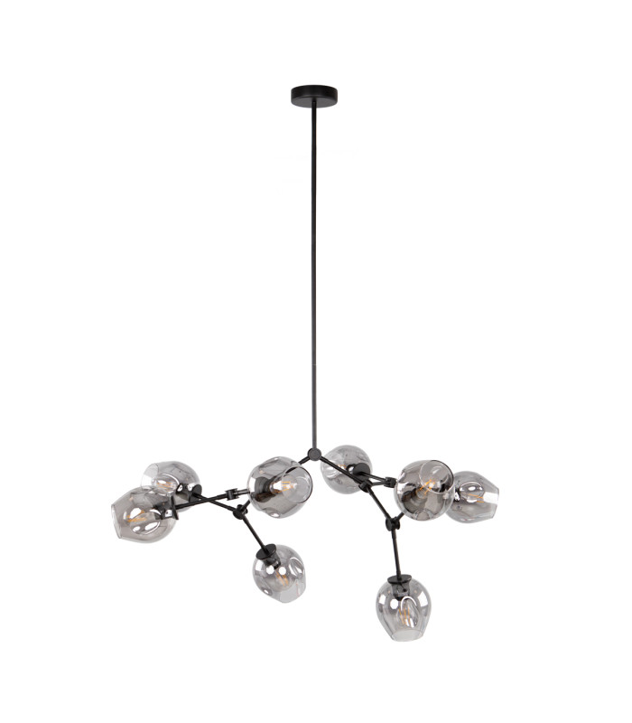Ferral Multi Arm Pendant Ceiling Light Black with Smoked Shade 8xE27-1