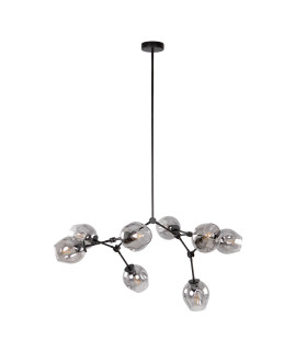 Ferral Multi Arm Pendant Ceiling Light Black with Smoked Shade 8xE27-1