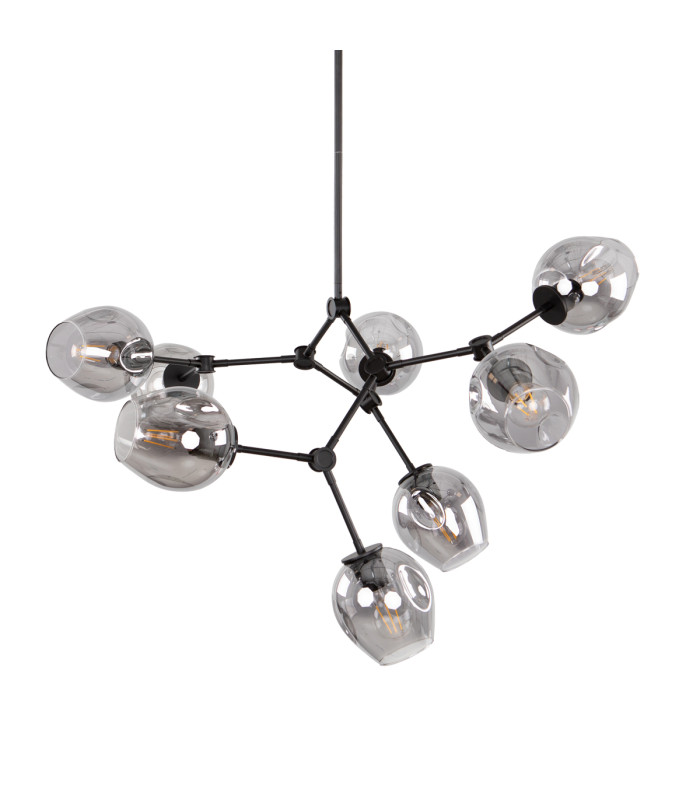Ferral Multi Arm Pendant Ceiling Light Black with Smoked Shade 8xE27-3