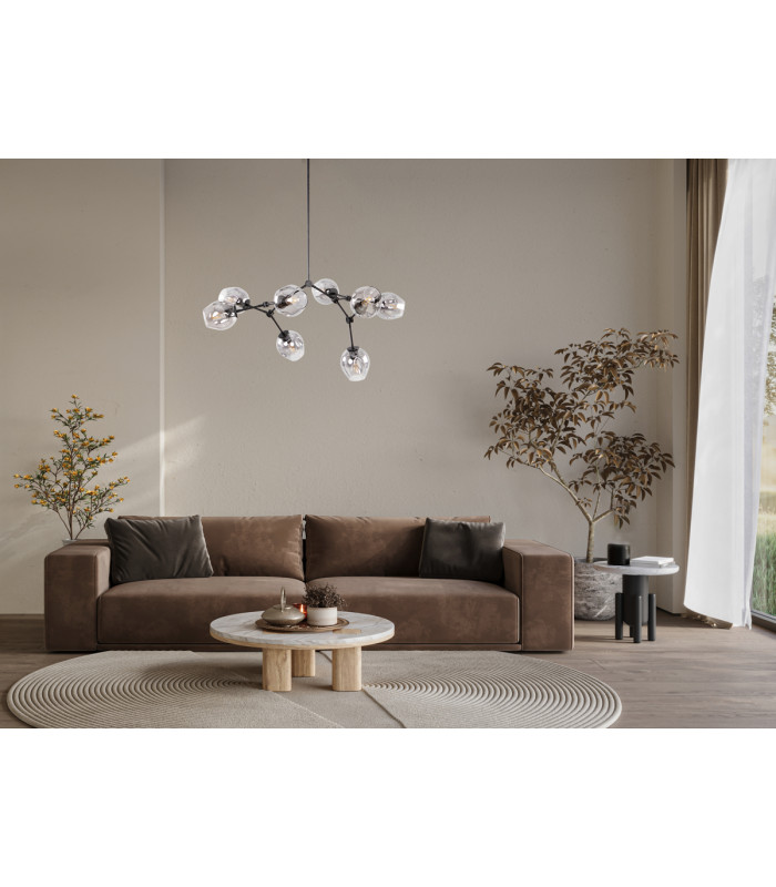 Ferral Multi Arm Pendant Ceiling Light Black with Smoked Shade 8xE27-5