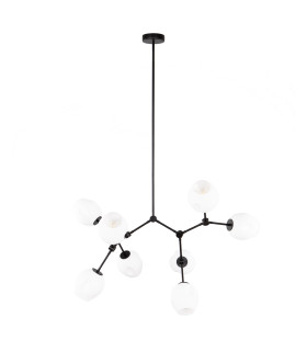 Ferral Multi Arm Pendant Ceiling Light Black with Opal Shade 8xE27-1