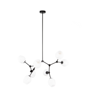 Ferral Multi Arm Pendant Ceiling Light Black with Opal Shade 8xE27-3