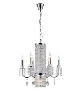 Ceiling Pendant Chandelier 6 Light Polished Chrome, Crystal - 1