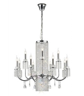 Ceiling Pendant Chandelier 8+4 Light Polished Chrome, Crystal - 1