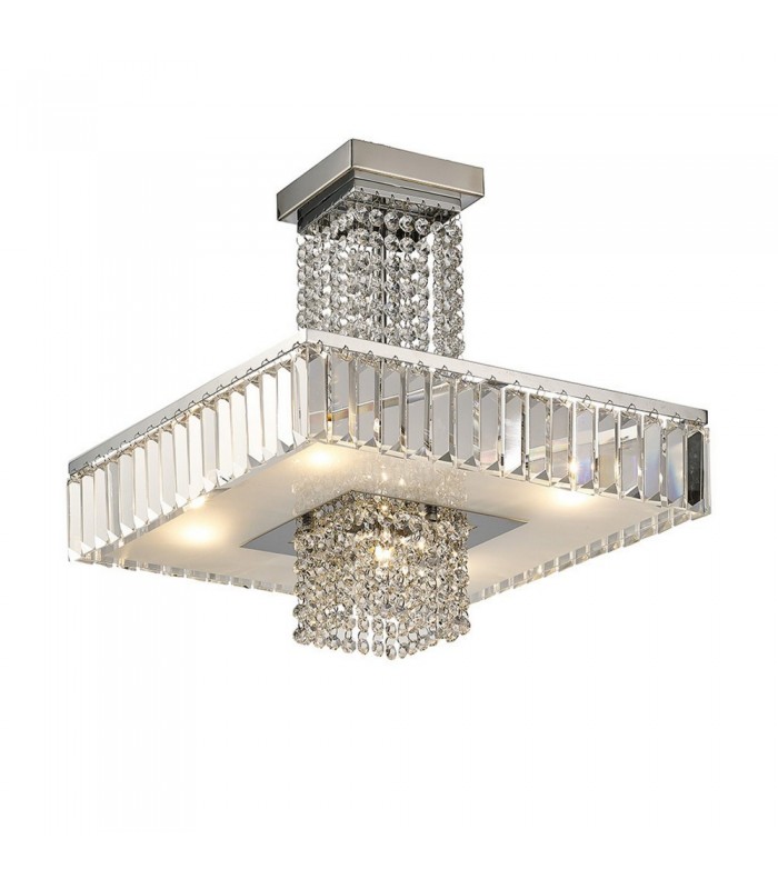 Semi Flush Ceiling 6 Light Polished Chrome, Crystal - 1