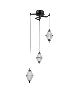 Fuente Cluster Pendant Ceiling Light Matt Black Chrome 3000K Warm White 3xLED-1