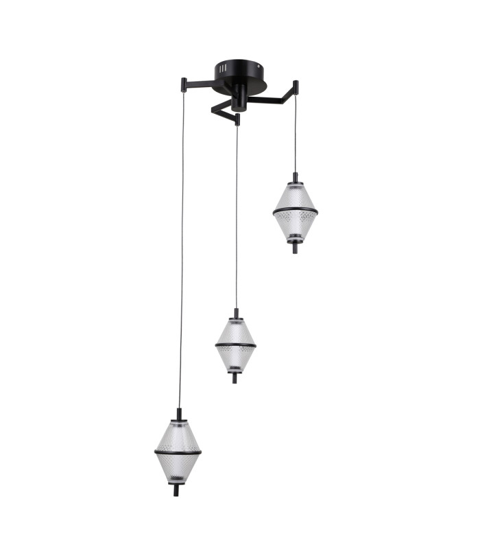 Fuente Cluster Pendant Ceiling Light Matt Black Chrome 3000K Warm White 3xLED-1