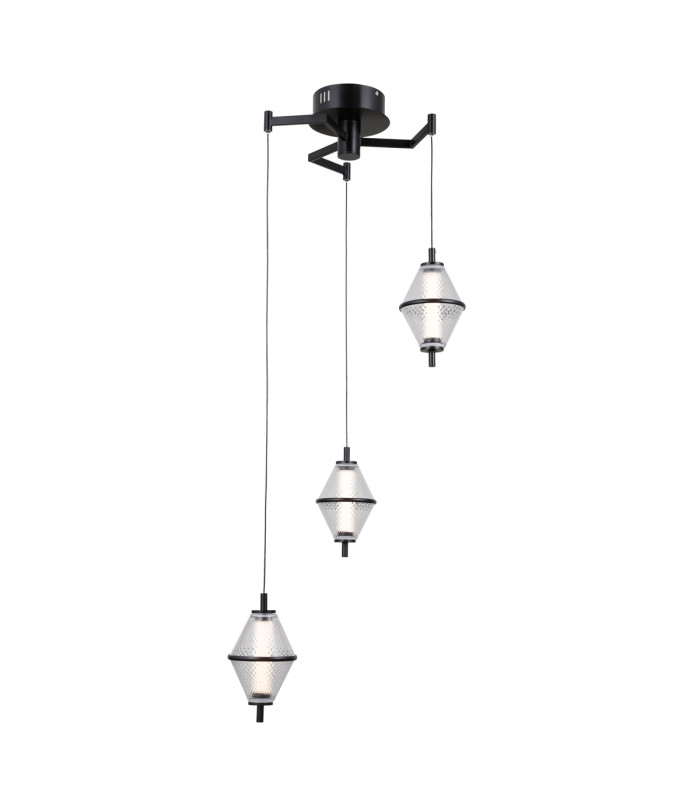 Fuente Cluster Pendant Ceiling Light Matt Black Chrome 3000K Warm White 3xLED-2