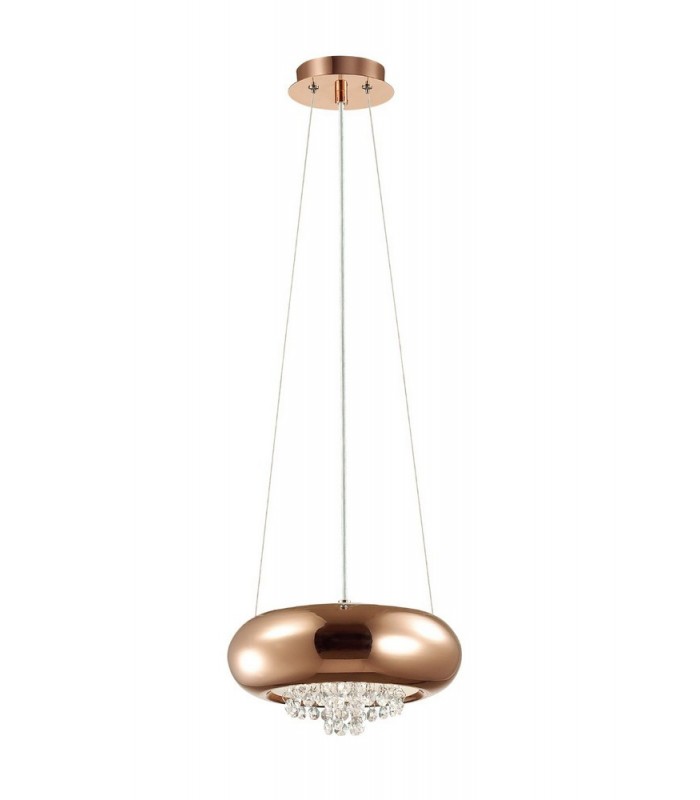 Small Ceiling Pendant 2 Light G9 Polished Copper, Crystal - 1