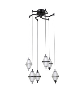 Fuente Cluster Pendant Ceiling Light Matt Black Chrome 3000K Warm White 6xLED-1