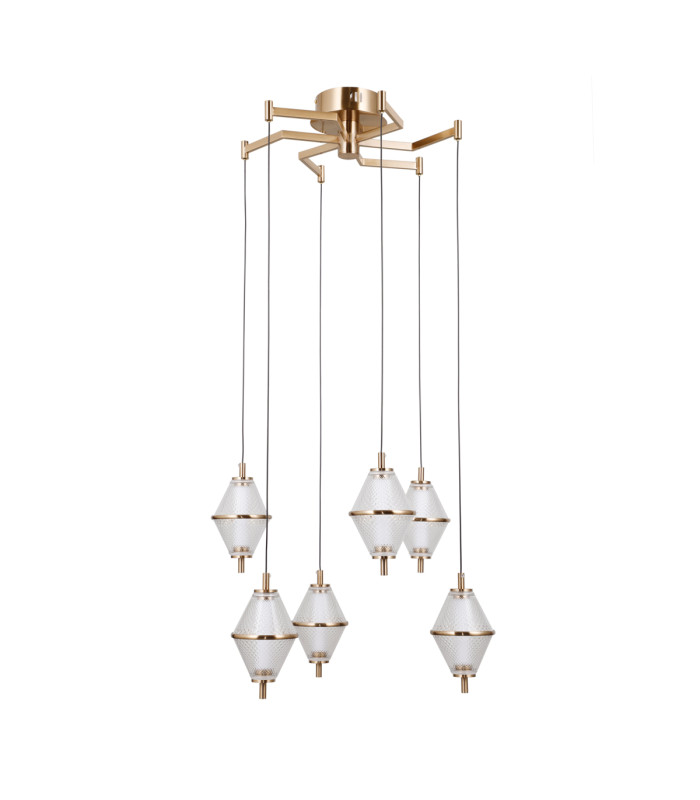 Fuente Cluster Pendant Ceiling Light Gold 3000K Warm White 6xLED-1