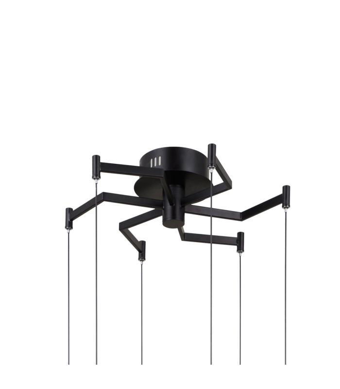 Fuente Cluster Pendant Ceiling Light Matt Black Chrome 3000K Warm White 6xLED-3