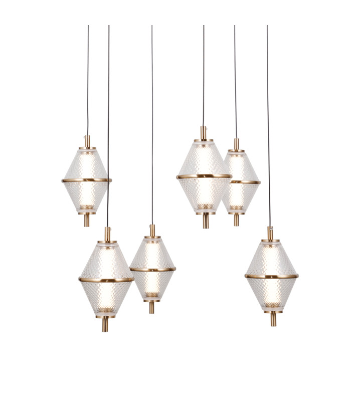 Fuente Cluster Pendant Ceiling Light Gold 3000K Warm White 6xLED-3